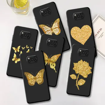 Fluture Flori de Aur Caz Pentru Xiaomi Mi Poco X3 NFC M4 F3 C40 11 11T 10T Pro 12 9T 9 10Lite Spate Moale Capacul Telefonului