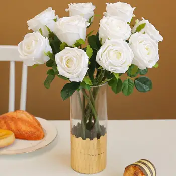 Artificiale De Trandafir Deschis Minunat Buchet De Flori Faux Crescut Stem Nepieritor Flori Artificiale