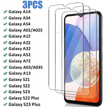3Pcs Sticlă de Protecție Pentru Samsung Galaxy A14 A34 A54 A02 A12 A52 A72 A03 A13 Ecran Protector pentru Samsung S21 S22 S23 Plus de Sticlă