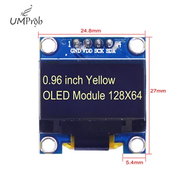 0.96 inch IIC Serial Galben Display OLED Modul 128X64 I2C SSD1315 12864 Ecran LCD de Bord GND VCC SCL SDA 0.96