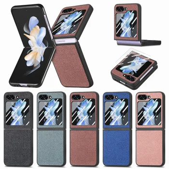 Simt pielea Pliere Caz de Telefon pentru Samsung Galaxy Z Filp 5 Flip 4 5G la Șocuri Subțire Capacul din Spate Mat Shell Coque
