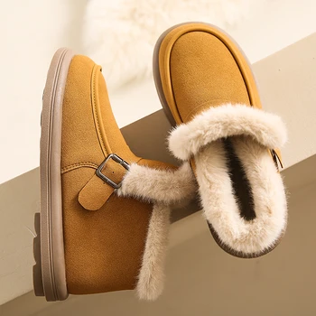 2023 Cizme pentru Femei Pantofi pentru Femei de Iarna Plus Catifea Caldă Bumbac Pantofi la Modă Glezna Zăpadă blackBoots Slip-on Cizme Scurte