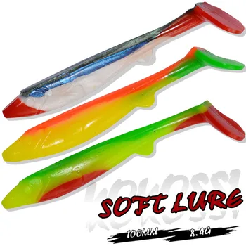 KoKossi 3PCS/LOT 100MM/8.4 G Moale Pescuit Momeală Artificială Colorate Înot Momeală Silicon de Pescuit Pentru Snapper Crap Bass
