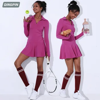 Tenis Rochie Femei, Cu Maneci Lungi Uzură Golf 2023 Badminton Haine De Toamna Active Wear Fitness Tinuta Noua Moda Sport