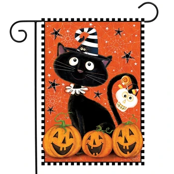 Pisicuta neagra de Halloween Grădină Pavilion Dovleac Jack O Lantern Craniu de Păianjen Dublă față-Verso Steaguri pentru Petrecere în aer liber Patio masina de Decor