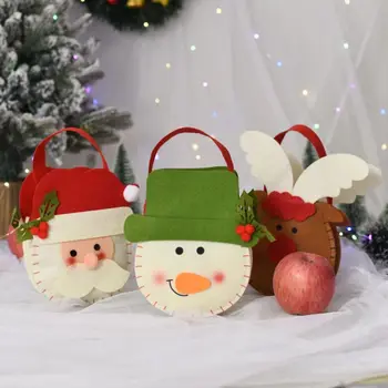 Portabil Cu Mâner Decor Acasă Lână Simțit Sac De Ornament Pentru Copii Copii Tote Sac De Cadouri De Crăciun Sac De Bomboane Geanta Cadou Husă