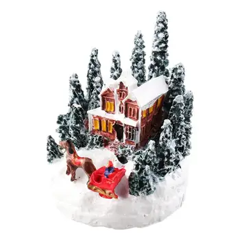 Craciun Cu Led-Uri Lumina Casa Rășină Casa Figurine De Crăciun Copac Casa Sat Lumina Ornament De Crăciun Casă Mică Pandantiv Cadouri