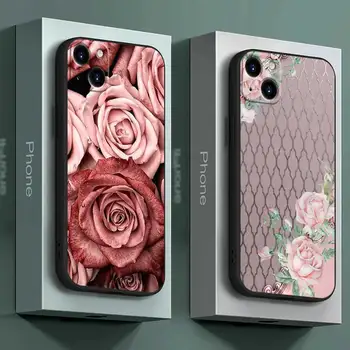 Trandafir roz Bling Imagine Telefon Caz pentru iPhone 15 14 11 Pro Max 13 12 MINI-XR XS X 8 7 Plus SE Funda Capac de Silicon