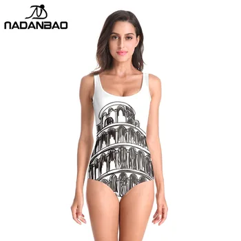 NADANBAO Vânzare Fierbinte 2021 Femei Sporturi de Plajă Purta Alb-Negru Imprimate Rezervor de Costume de baie Slimming Backless Sexy O singură Bucată costume de Baie