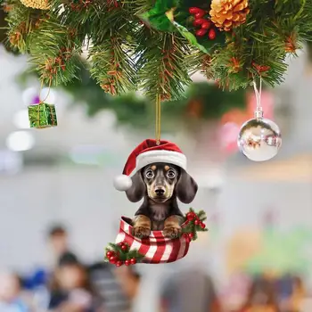 Durabil Acrilice Crăciun Pandantiv Adorabil Acrilice Crăciun Câinele Agățat Decoratiuni Reutilizabile de Vacanță pentru Crăciun pentru Petrecere