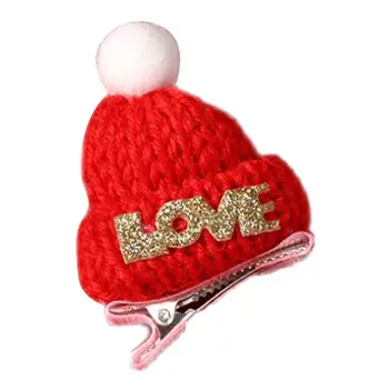 Mini Crăciun Ac de păr Tricotate Pălărie Moș crăciun Ac de păr Compact Și Drăguț Moda pentru Copii Agrafe de par Pentru a Călători Petrecere de Crăciun Acasă