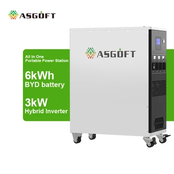 All-in-one ESS 6000W Potabilă putere staton generator solar Sistem de Stocare a Energiei 6Kwh lifepo4 Baterie cu Invertor 3000W